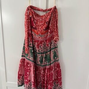 FARM Rio Red and Green Maxi Skirt